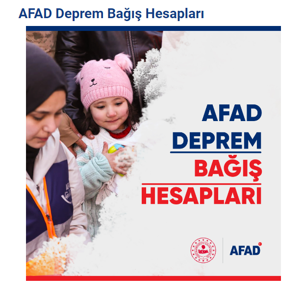 AFAD Deprem Bağış Hesapları 